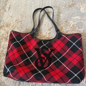 Victoria's Secret Red and Black Plaid Tote